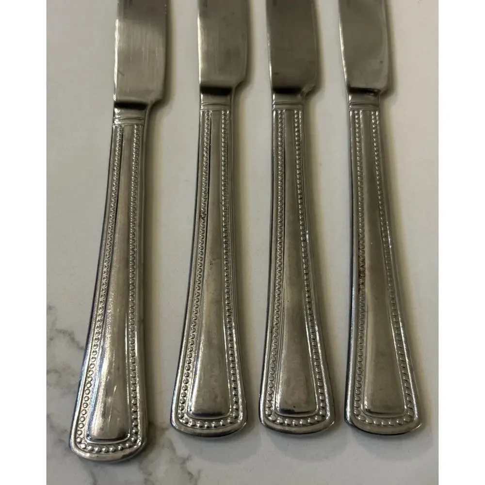 INTERNATIONAL PRECISION BEADED STAINLESS Steel‎ DINNER KNIVES 9 1/8